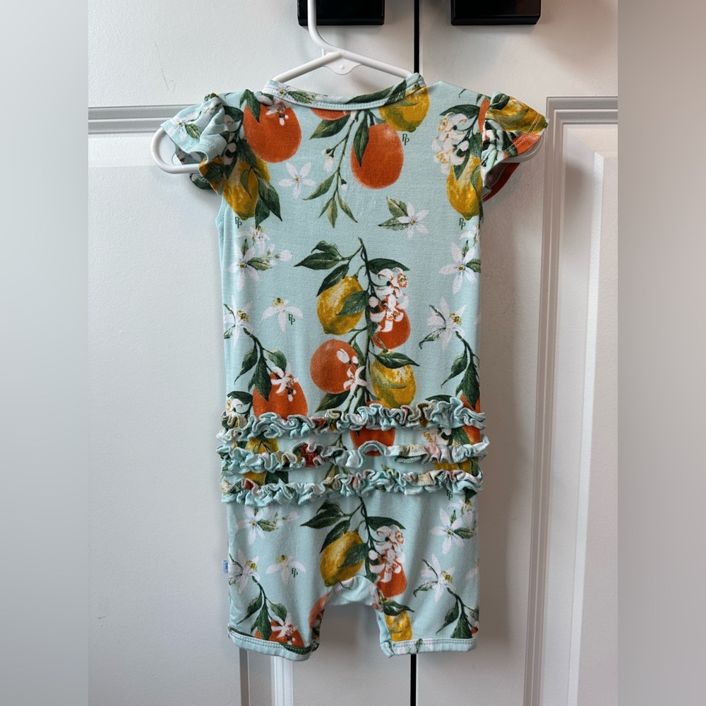Posh Peanut Mirabella Bodysuit Twirl Ruffled Cap Sleeves (Size 6-9 Mo) - Picture 3 of 6